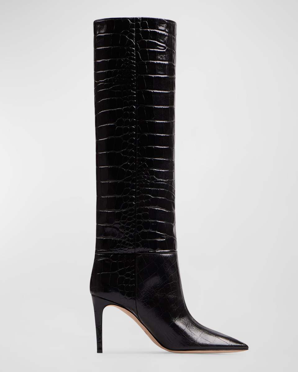 85mm Mock-Croc Stiletto Knee Boots