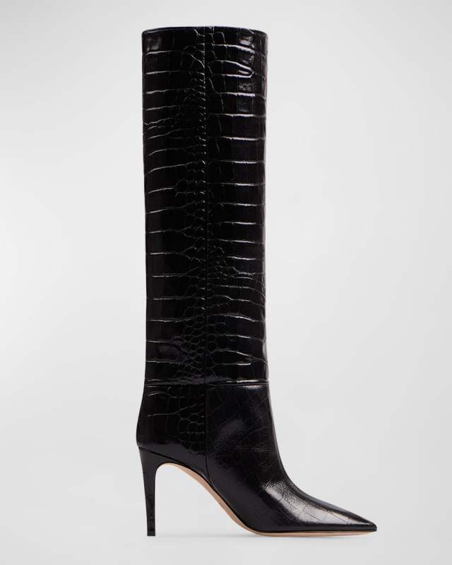 85mm Mock-Croc Stiletto Knee Boots