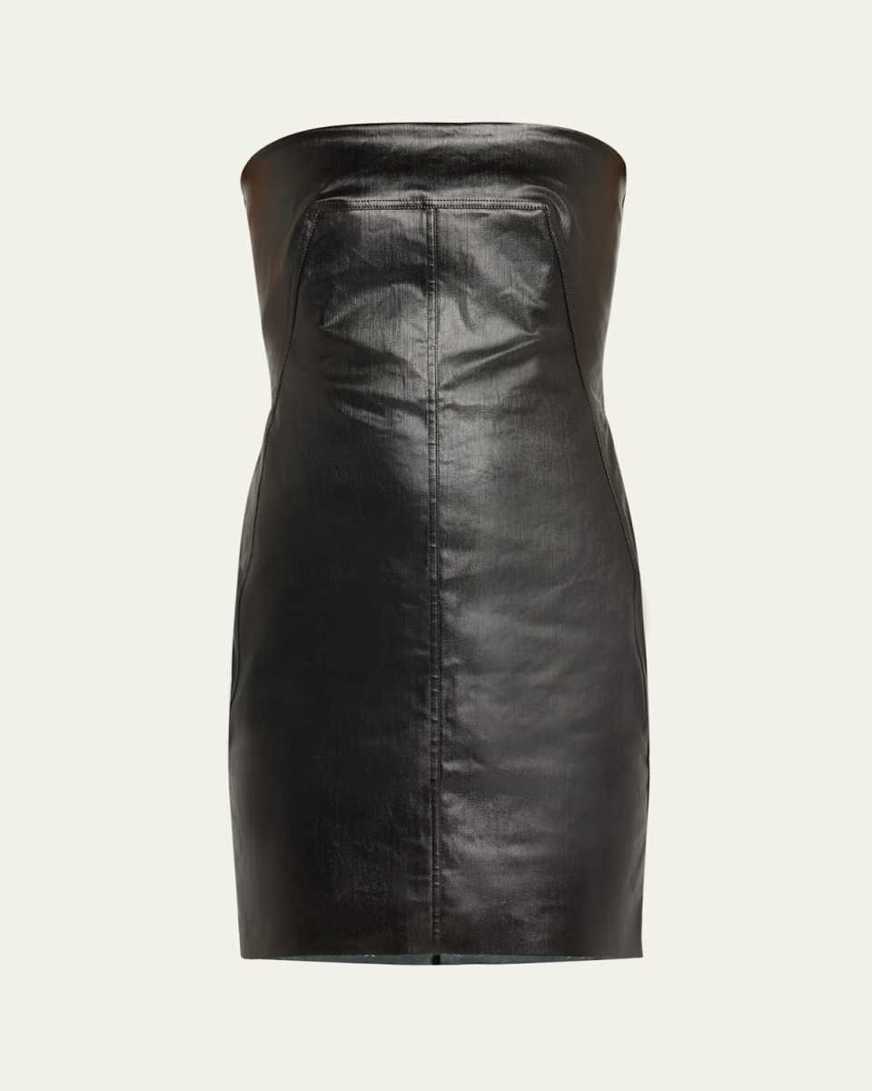 Bustier Coated Denim Mini Dress