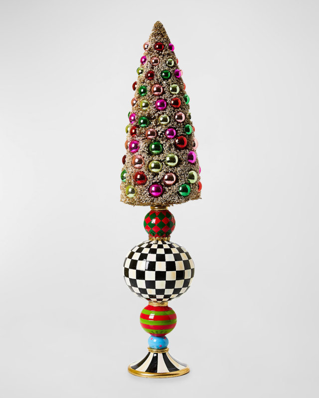 Granny Kitsch Large Bottle Brush Pedestal Christmas Tree, 31"
