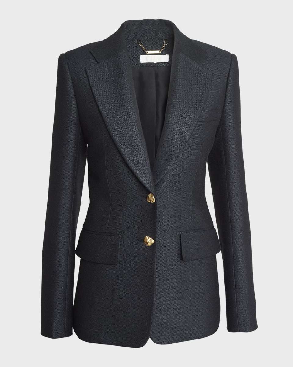 Armoured Silk Wool Single-Breasted Blazer Jacket