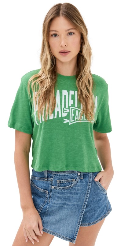 Junk Food Eagles Dual Threat Crop Tee Kelly