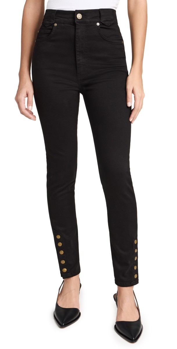 FRAME The Snapped Denim Leggings Black