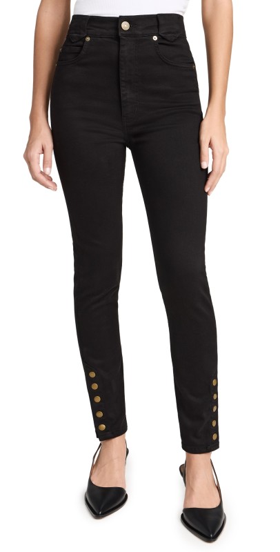 FRAME The Snapped Denim Leggings Black