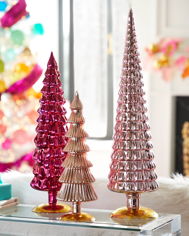 Pink Large Hue Trees, Set of 3