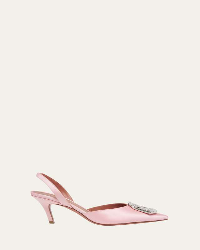 Camelia Satin Crystal Ornament Pumps