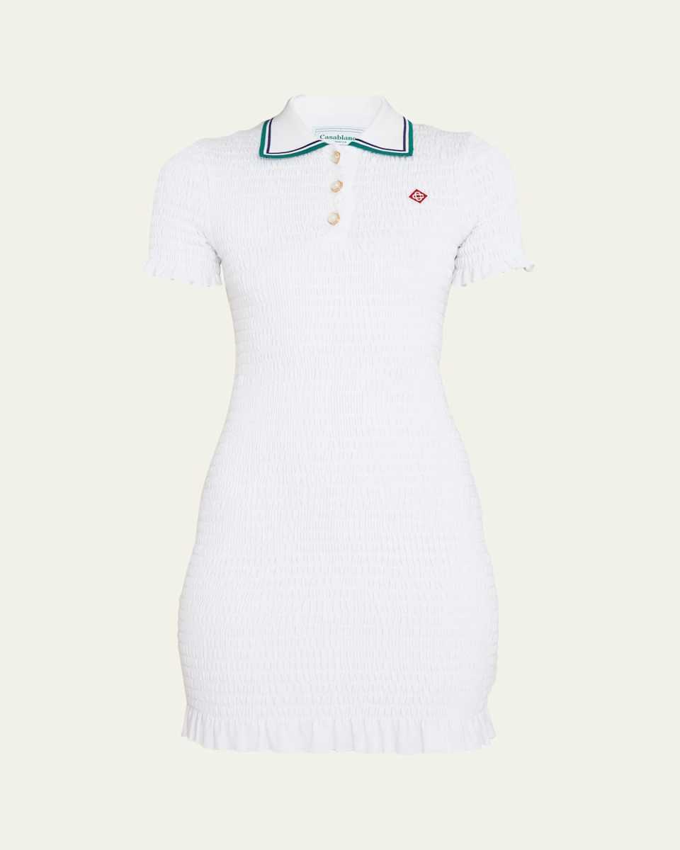 Shirred Polo Mini Dress
