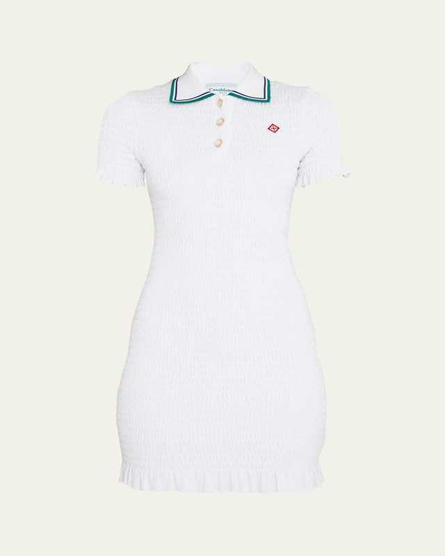 Shirred Polo Mini Dress