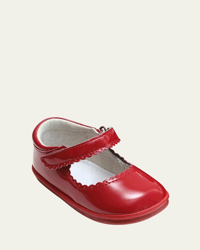 Girl's Cara Scalloped Metallic Leather Mary Jane,