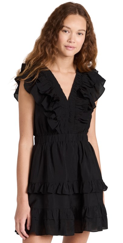 endless rose Ruffle Detail Mini Dress Black