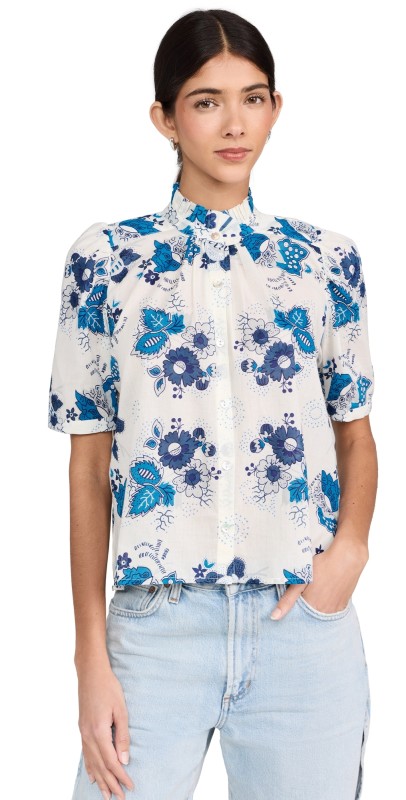 Alix of Bohemia Winnie Blue China Panel Shirt Blue