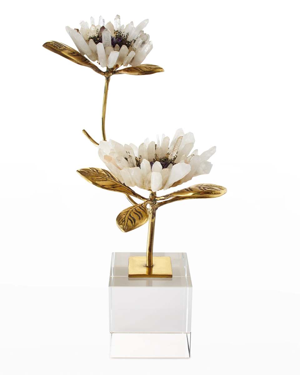 Double Crystal Bloom Floral Sculpture