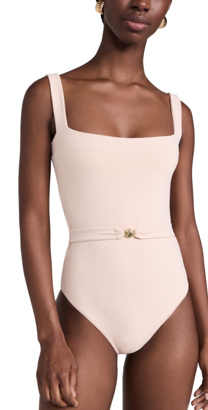 CAROLINE CONSTAS Davey Gold Trimmed One Piece Nougat