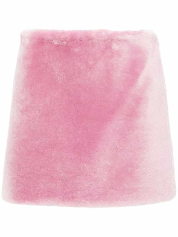 shearling A-line miniskirt