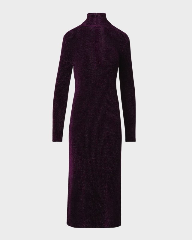 Chenille Ribbed Knit Tube Midi Dress