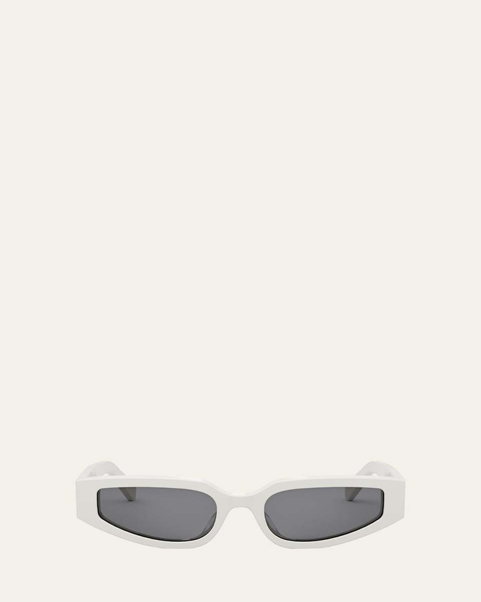 Triomphe Sleek White Acetate Cat-Eye Sunglasses
