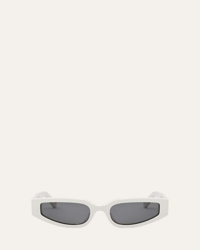 Triomphe Sleek White Acetate Cat-Eye Sunglasses