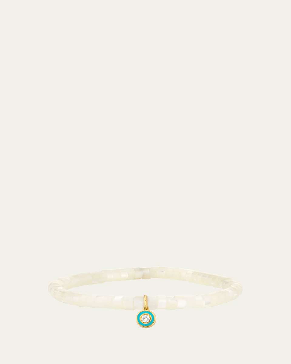 Enamel Charm Clear Beaded Bracelet