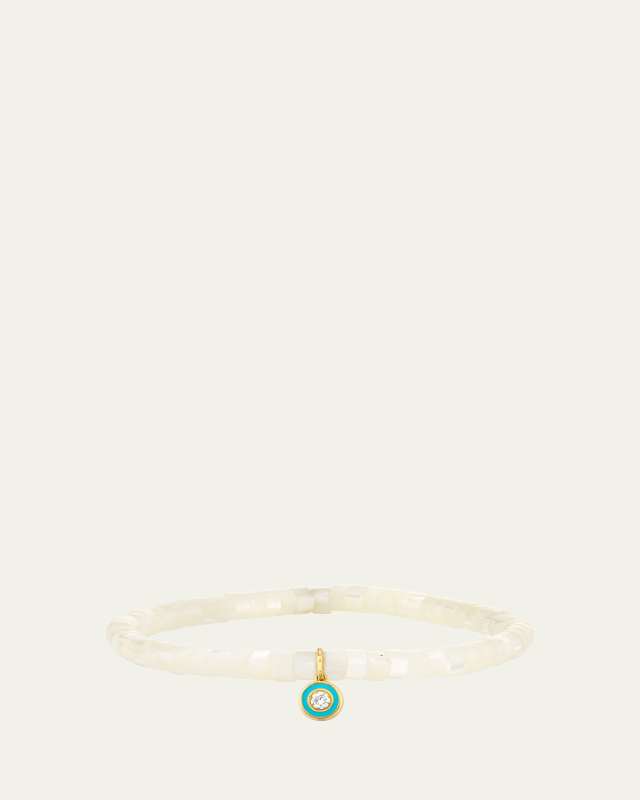 Enamel Charm Clear Beaded Bracelet