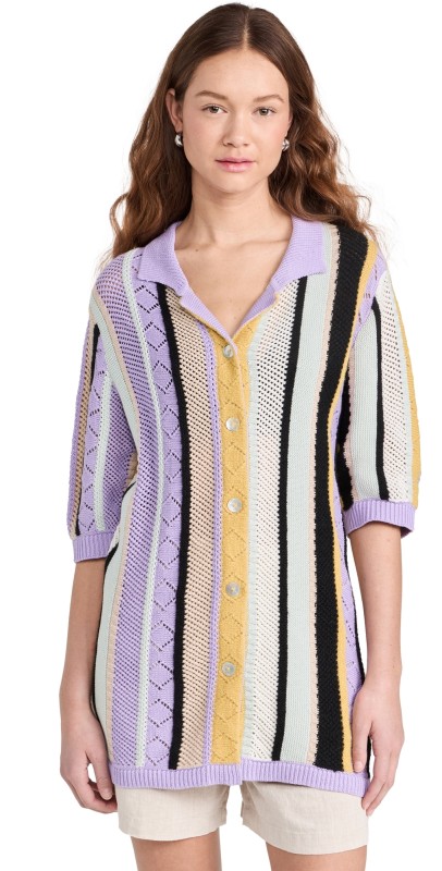 Lingua Franca Edwintriped Camphirt Khaki Multi