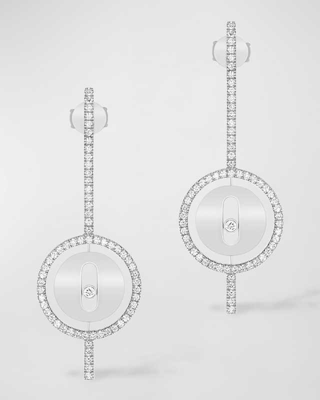 Lucky Move 18K White Gold Arrow Diamond Earrings