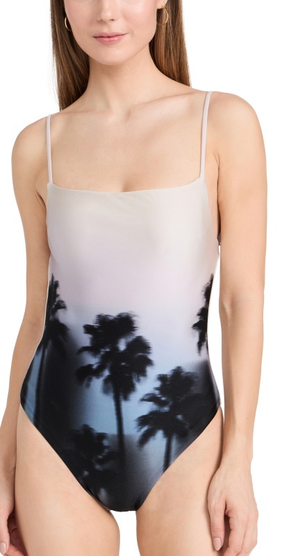 SIMKHAI Elenora One Piece Swimsuit Hazy Palm Print