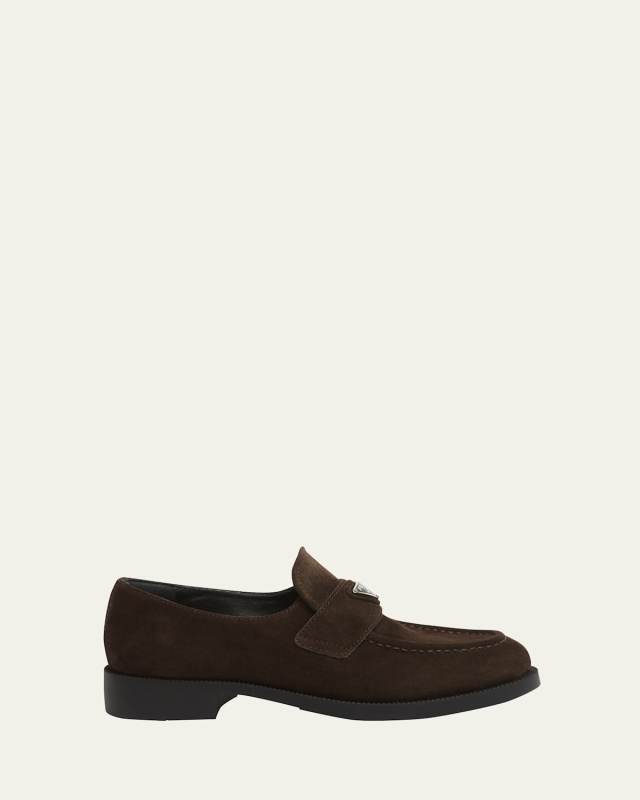 Suede Logo Slip-On Loafers