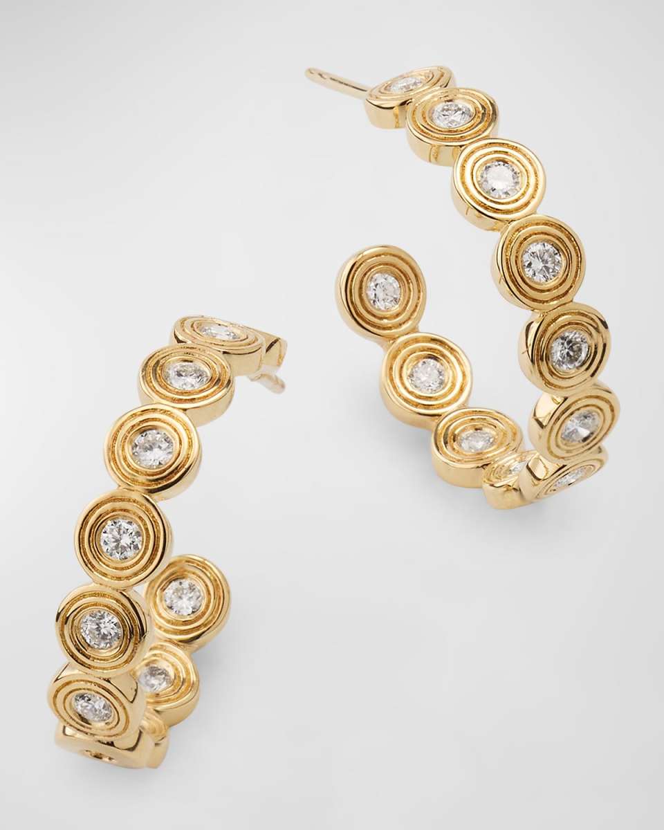 14k Gold Fluted Diamond Earrings