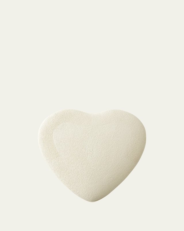 Faux Shagreen Heart Jewelry Box, Cream