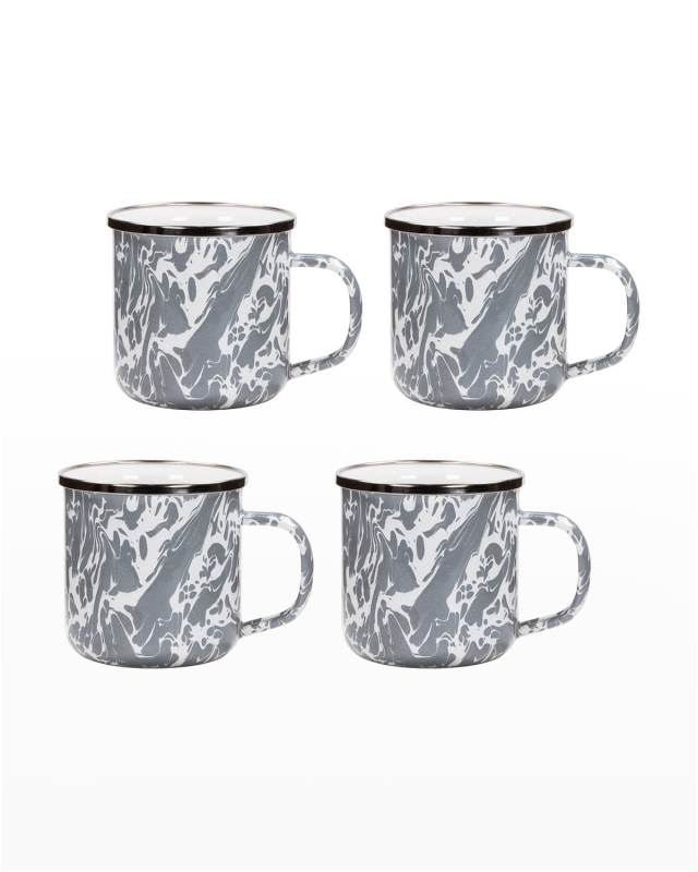 Red Swirl Adult Mugs, Set of 4