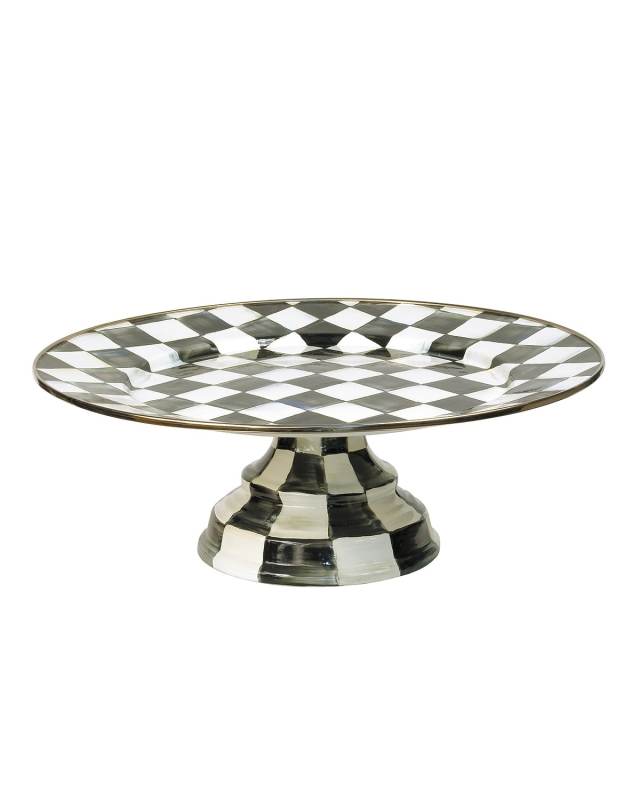 Courtly Check Enamel Pedestal Platter, Large