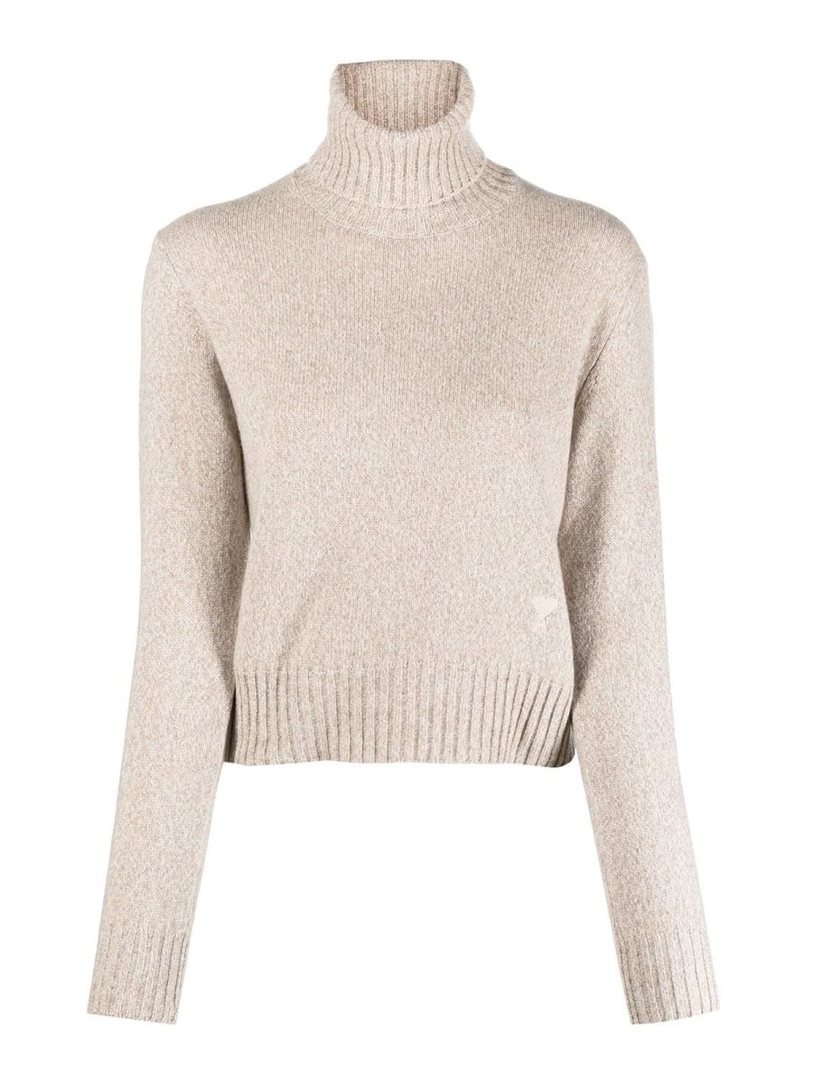 Ami Paris Pull Col Rond - Beige