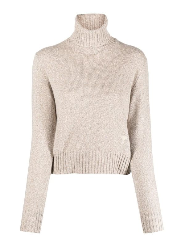 Ami Paris Pull Col Rond - Beige