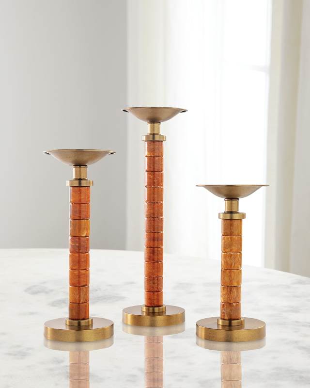 Jade Garden Candlesticks, Set of 3