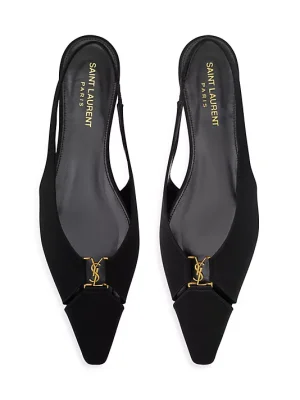 Saint Laurent Babylone Slingback Flats in Satin Crepe