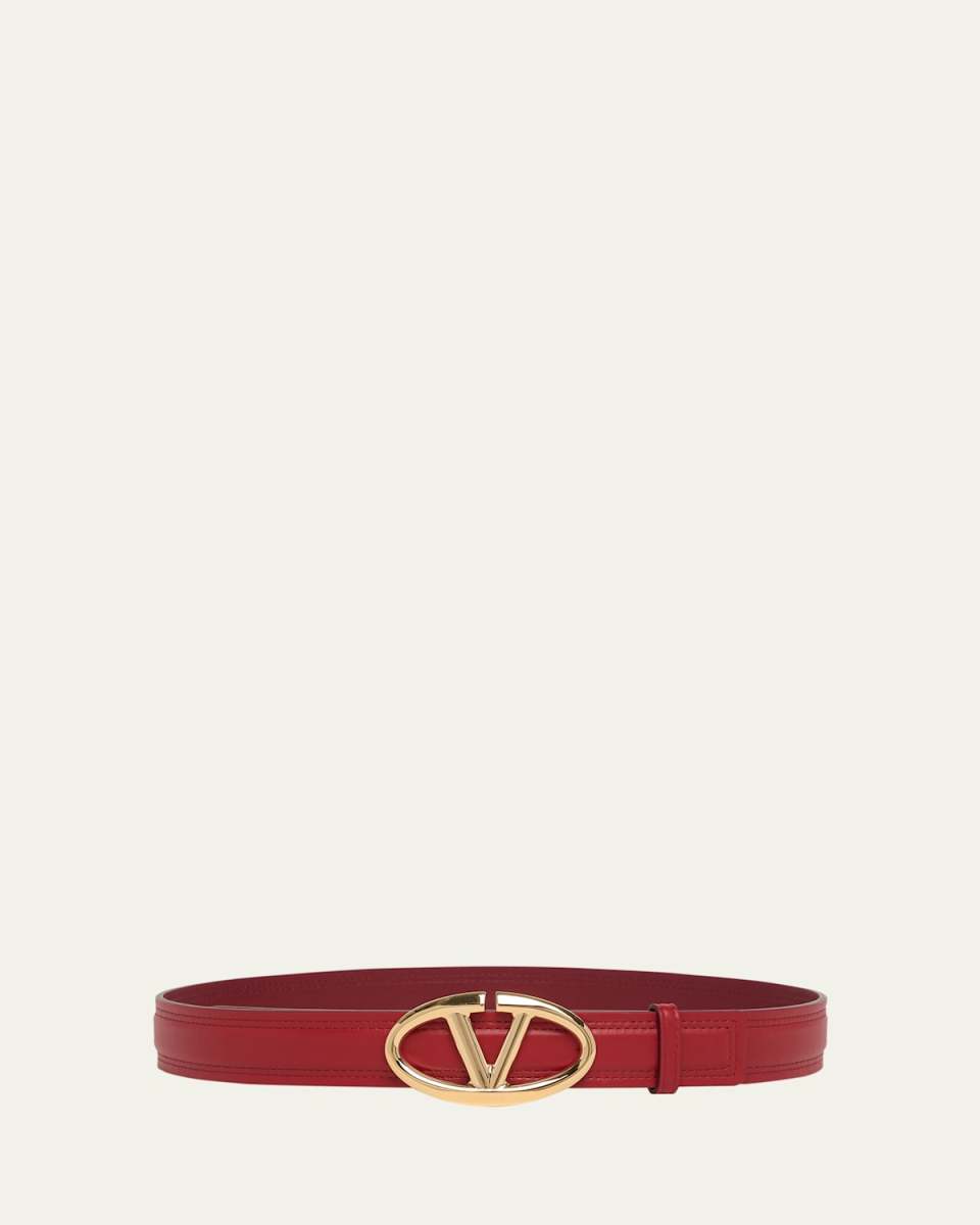The Bold Edition V-Logo Red Leather Belt