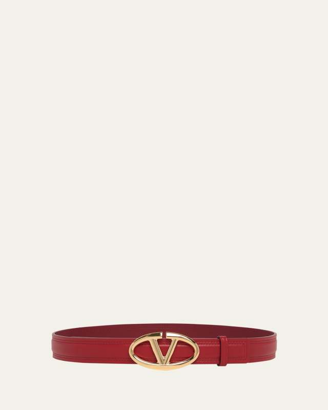 The Bold Edition V-Logo Red Leather Belt