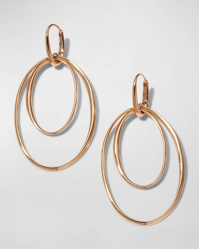 18k Rose Gold Oval Hoop-Drop Earrings