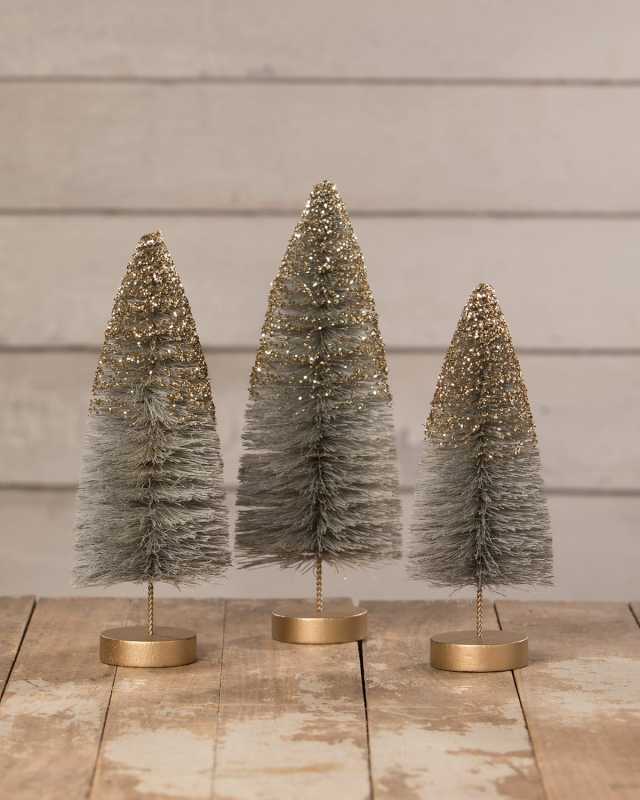 Midnight Shine Bottle Brush Trees, Set of 3