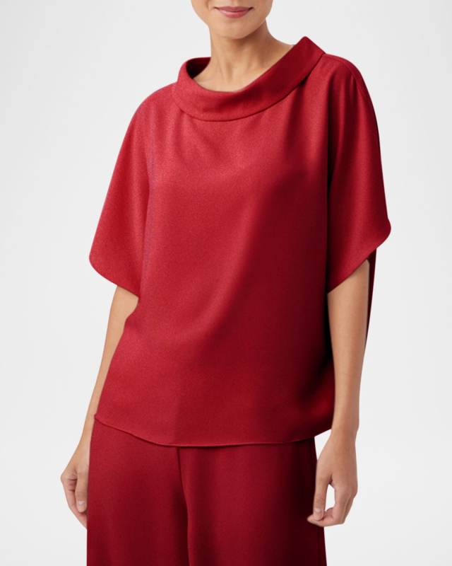 Honeysuckle Shimmer Funnel-Neck Top