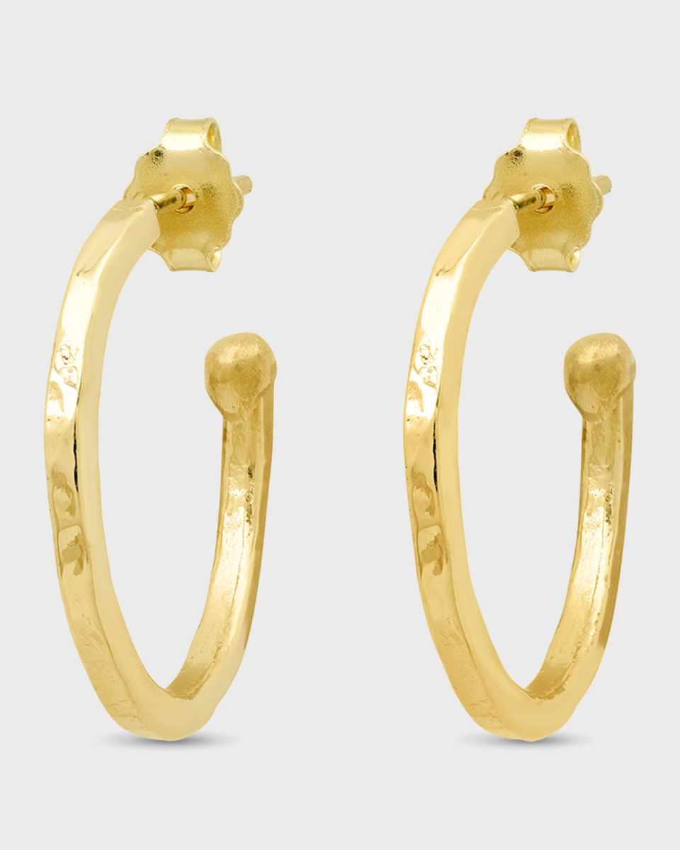 18k Small Hammered Bangle Hoop Earrings
