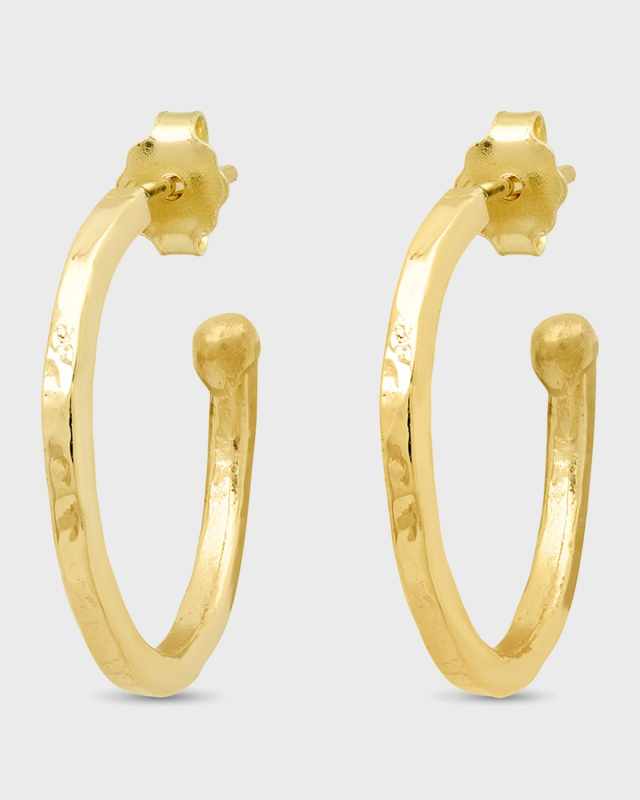 18k Small Hammered Bangle Hoop Earrings