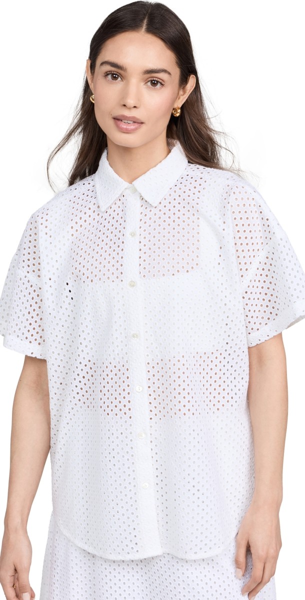 Wyeth Claire Eyelet Top White