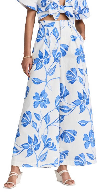 PatBO Night Flower Wide Leg Pants White