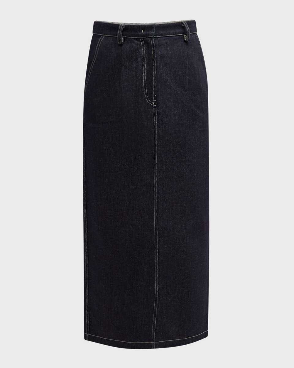 Denim Maxi Pencil Skirt