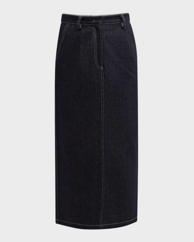 Denim Maxi Pencil Skirt