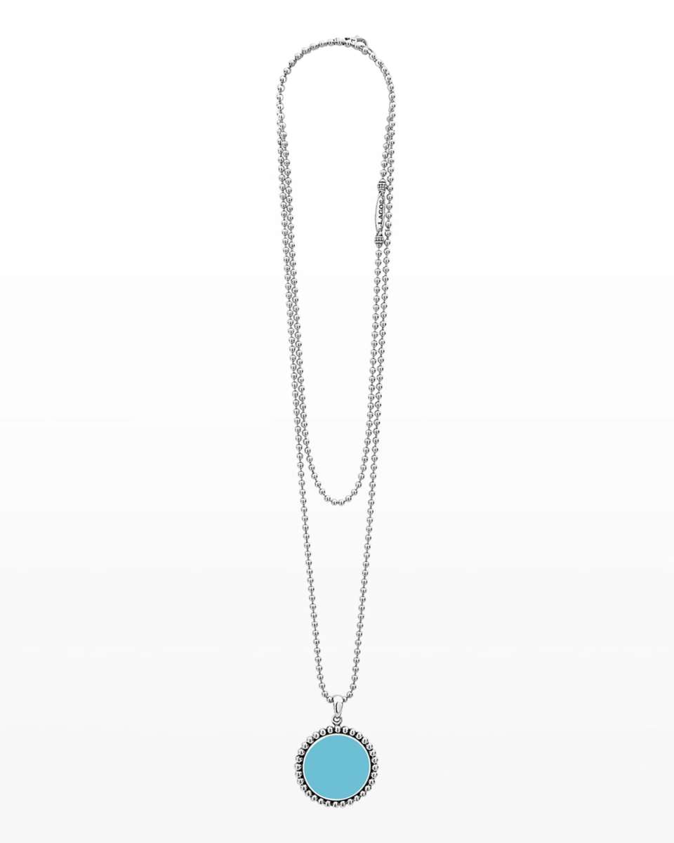 Maya 32mm Inlay Pendant Necklace, Blue