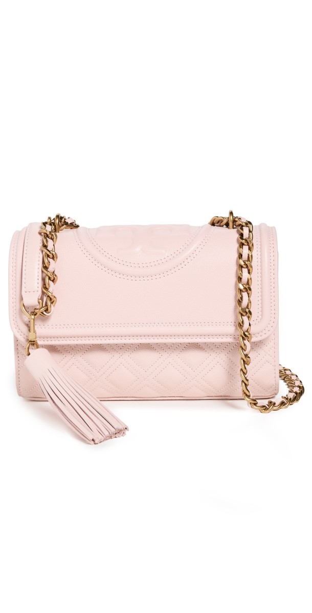Tory Burch Fleming Caviar Small Convertible Shoulder Bag Blush