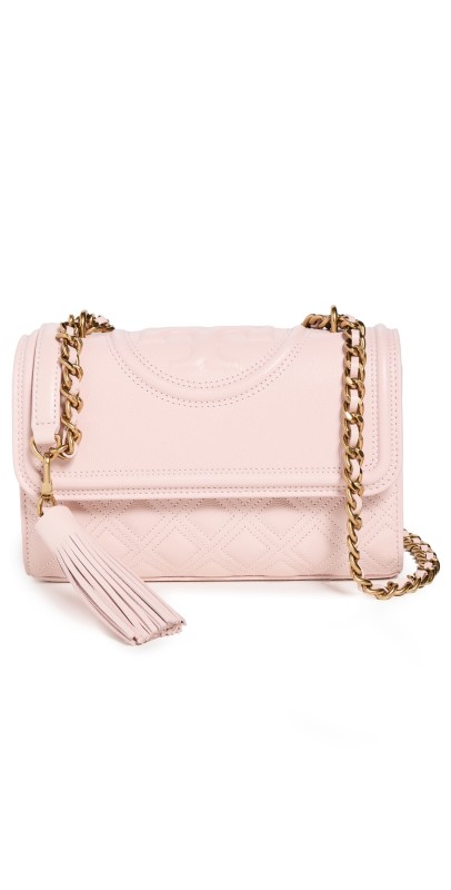Tory Burch Fleming Caviar Small Convertible Shoulder Bag Blush