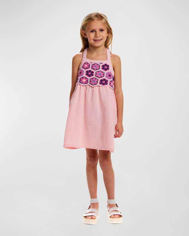 Girl's Dress W/ Crotchet Bodice, Size 2T-6X